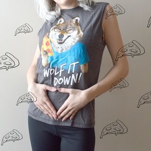 Pizza Wolf It Down Muscle Tee